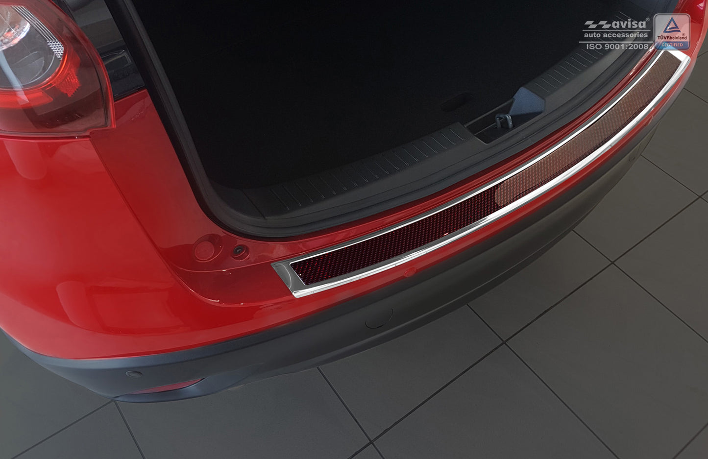 protector de parachoques trasero MAZDA CX-5 miror acero, rojo&negro fibra de carbono