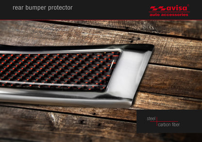 protector de parachoques trasero VOLVO XC90 espejo acero, rojo&negro fibra de carbono