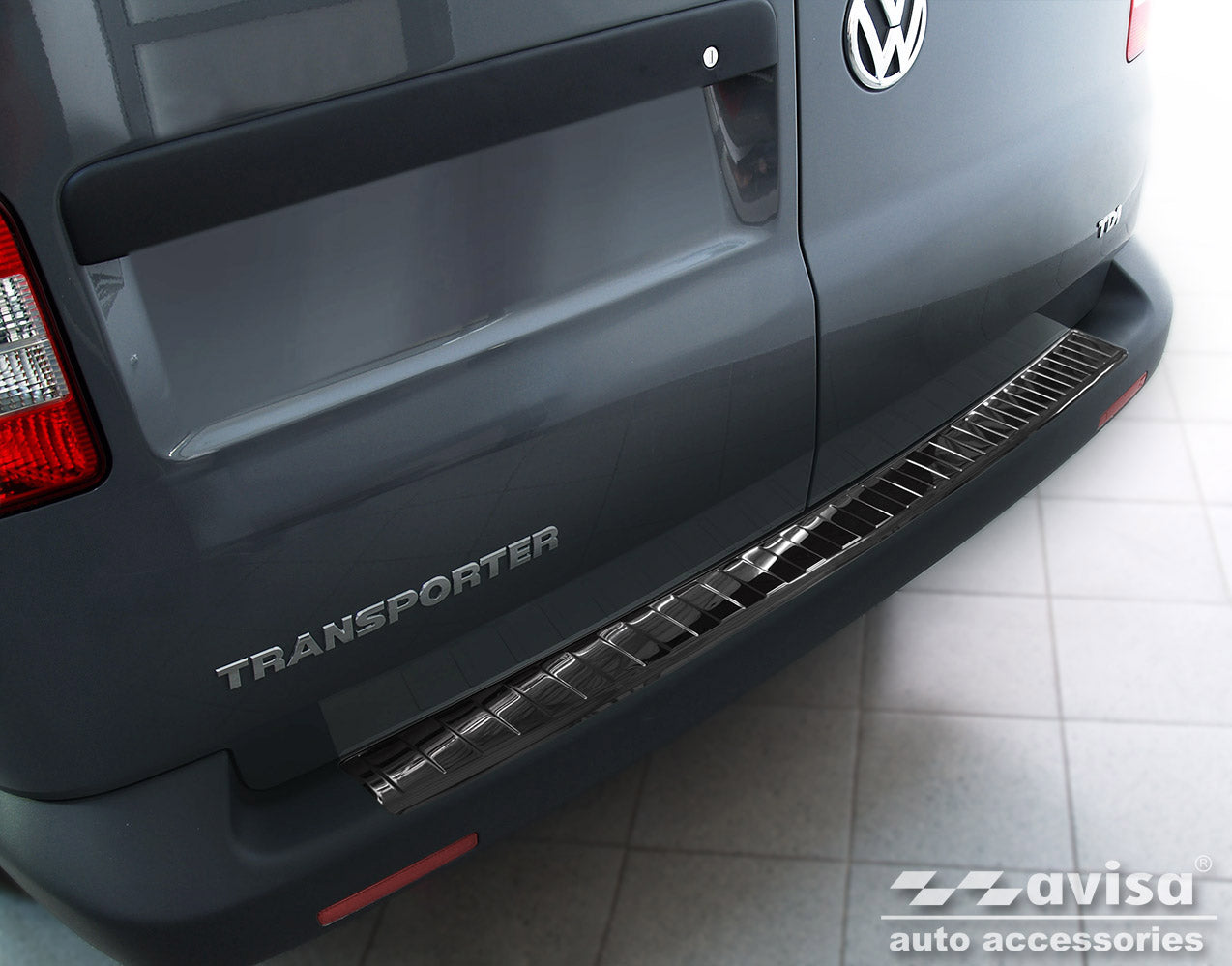 protector de parachoques trasero VW TRANSPORTER T5 Multivan negro espejo