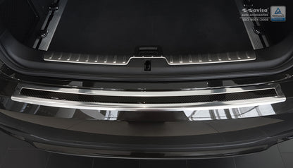 protector de parachoques trasero BMW X6 F16 espejo acero, negro fibra de carbono