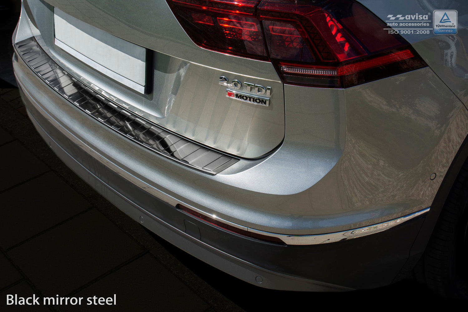 protector de parachoques trasero VW TIGUAN R-Line negro espejo