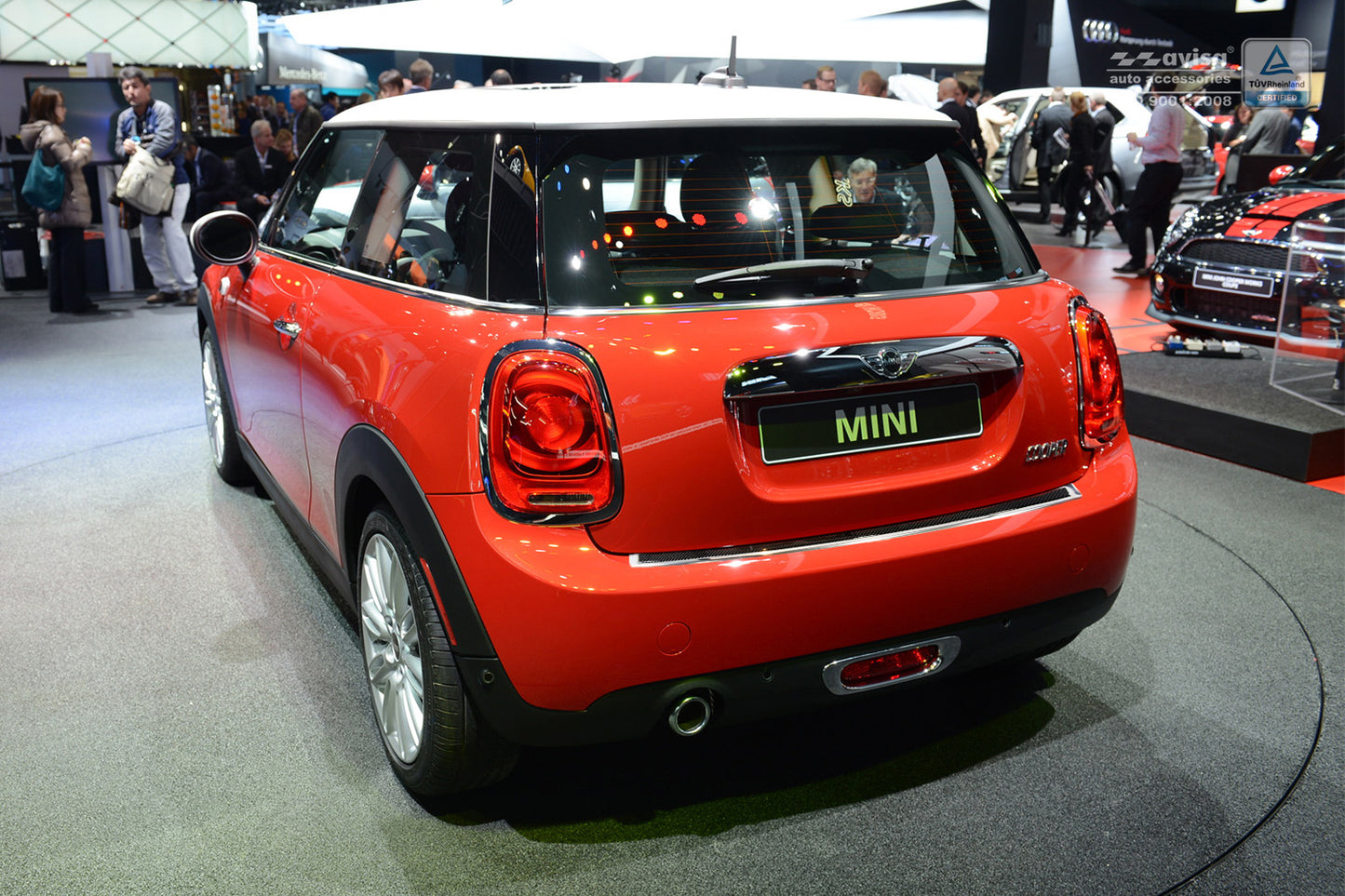protector de parachoques trasero MINI COOPER espejo acero negro fibra de carbono