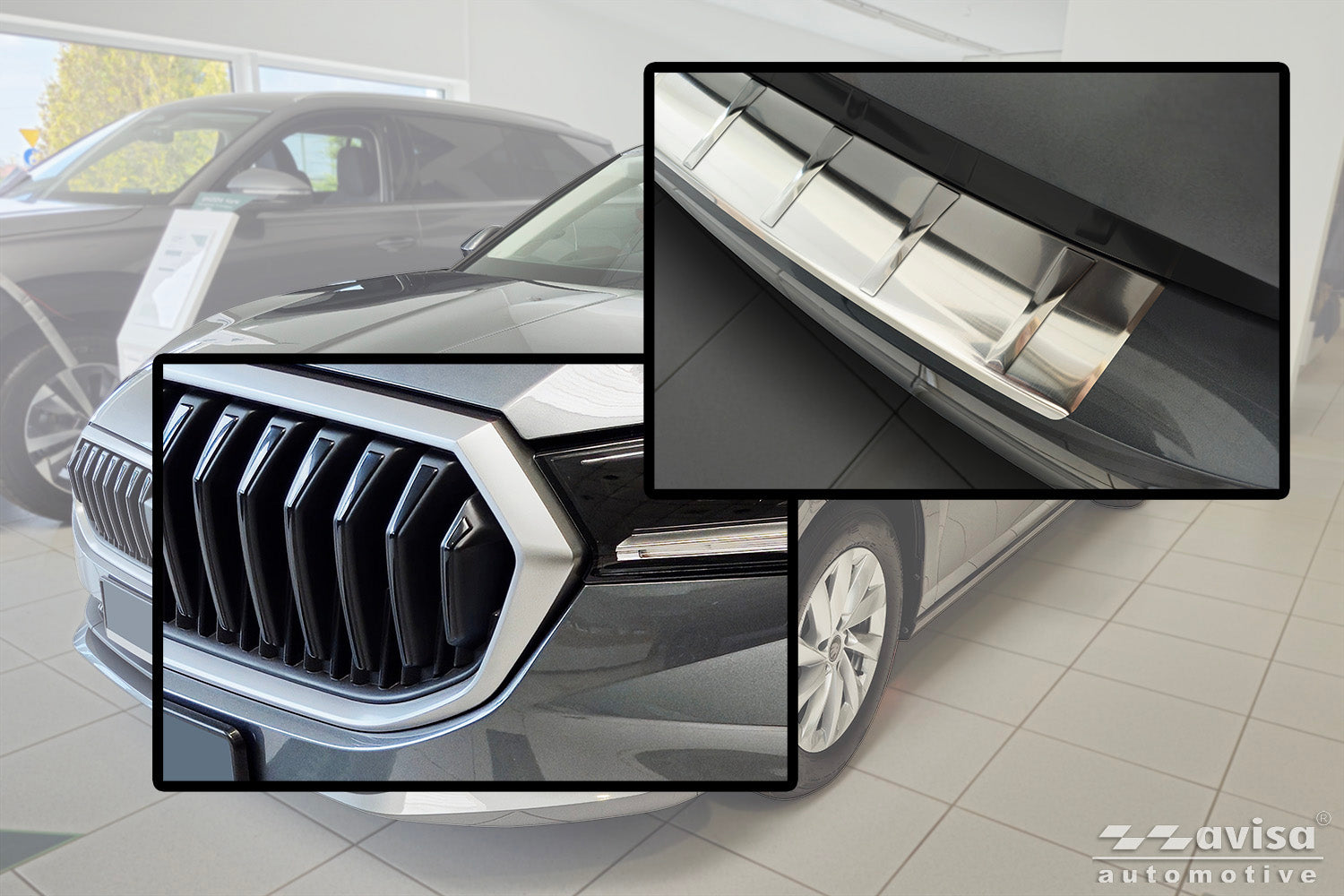 protector de parachoques trasero SKODA SUPERB liftback plata satinado