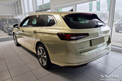 protector de parachoques trasero SKODA SUPERB COMBI plata espejo