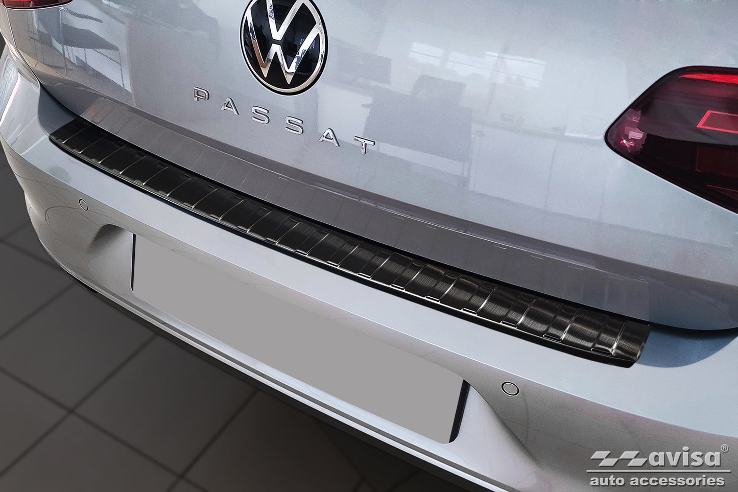protector de parachoques trasero VW PASSAT B8 negro