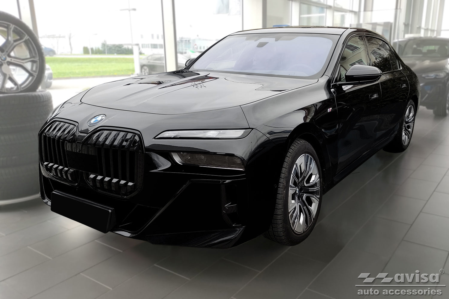 protector de parachoques trasero BMW 7 limousine plata