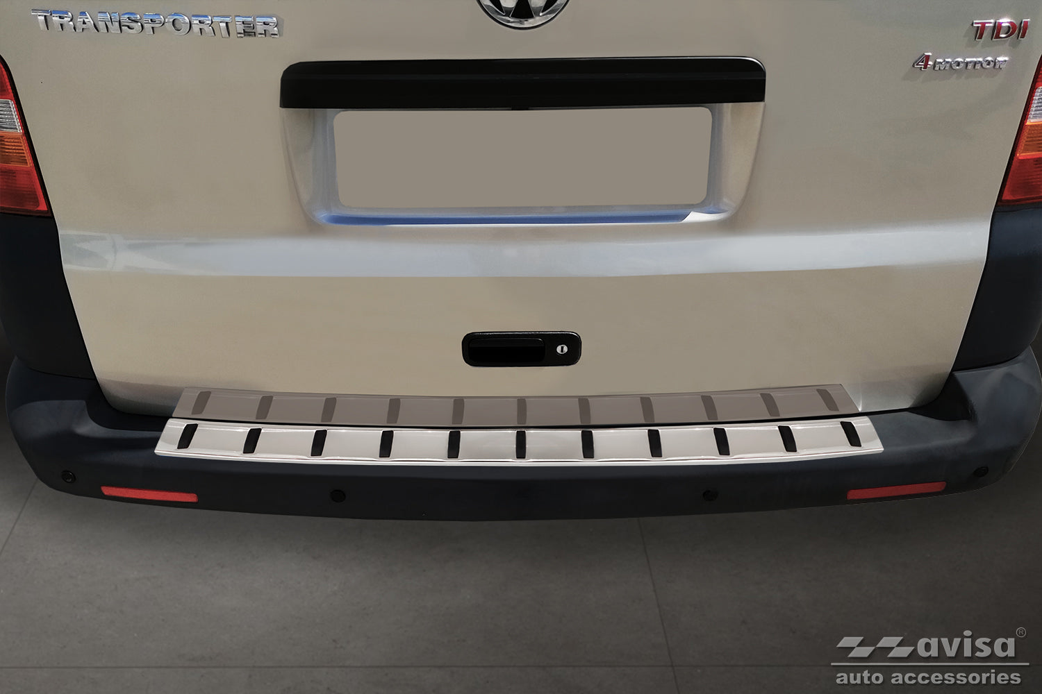 protector de parachoques trasero VW TRANSPORTER T5 Multivan/Caravelle plata satinado