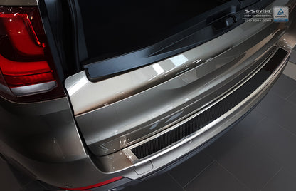 protector de parachoques trasero BMW X5 F15 plata espejo, negro fibra de carbono