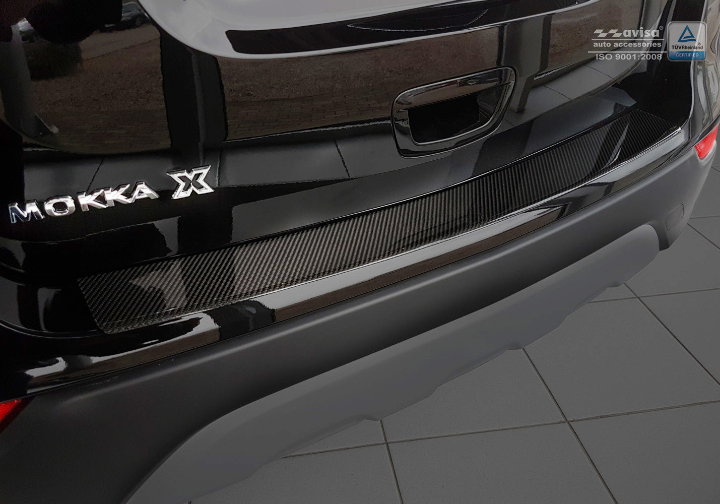 protector de parachoques trasero OPEL MOKKA X negro fibra de carbono