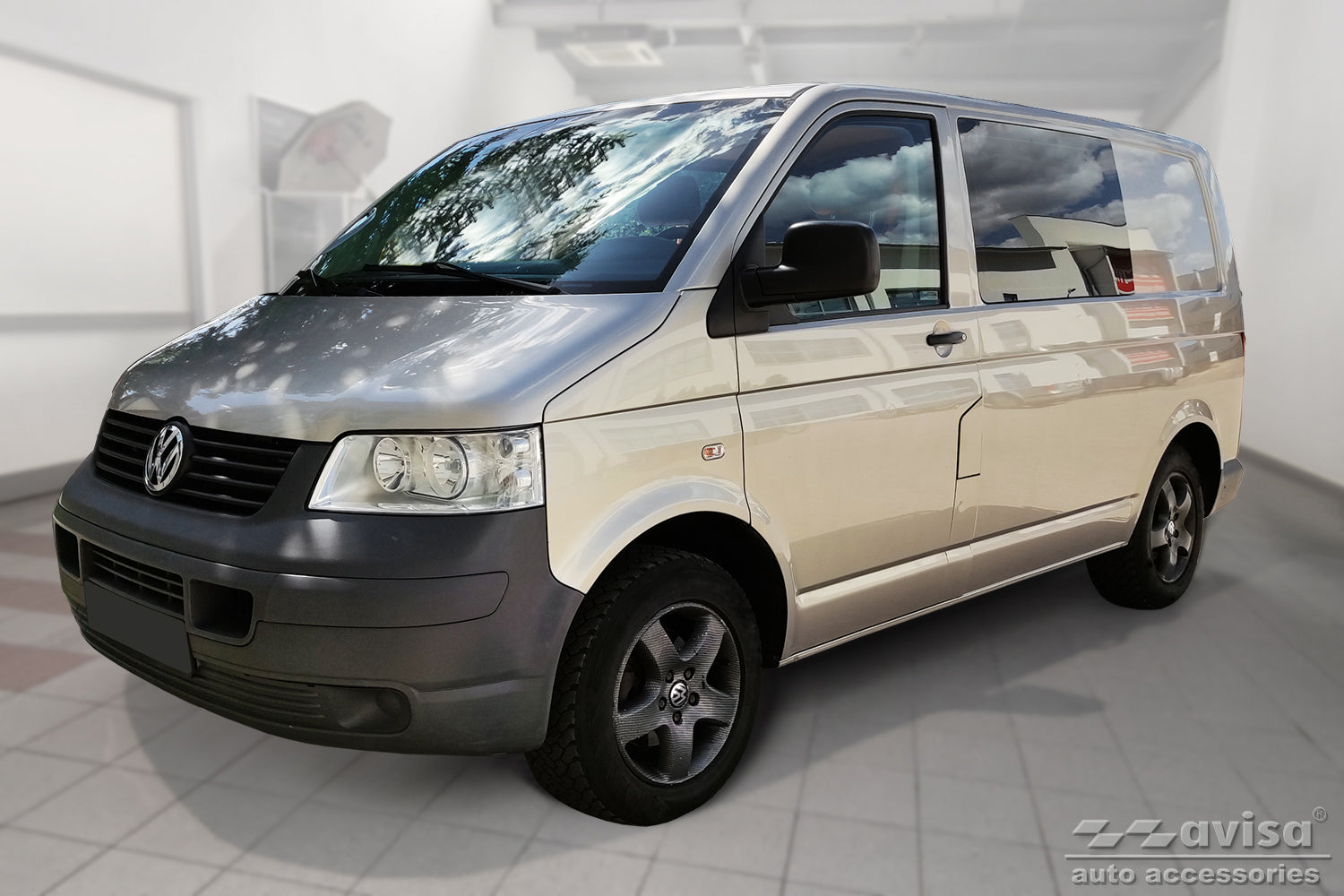 protector de parachoques trasero VW TRANSPORTER T5 Multivan/Caravelle plata satinado