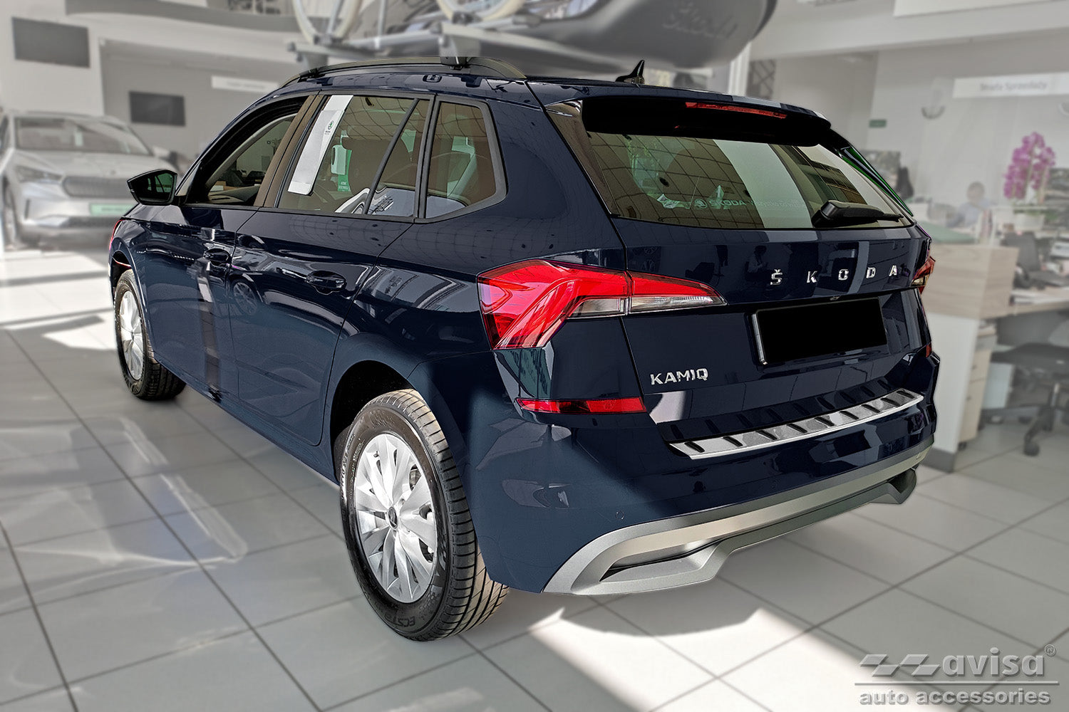 protector de parachoques trasero SKODA KAMIQ crossover plata