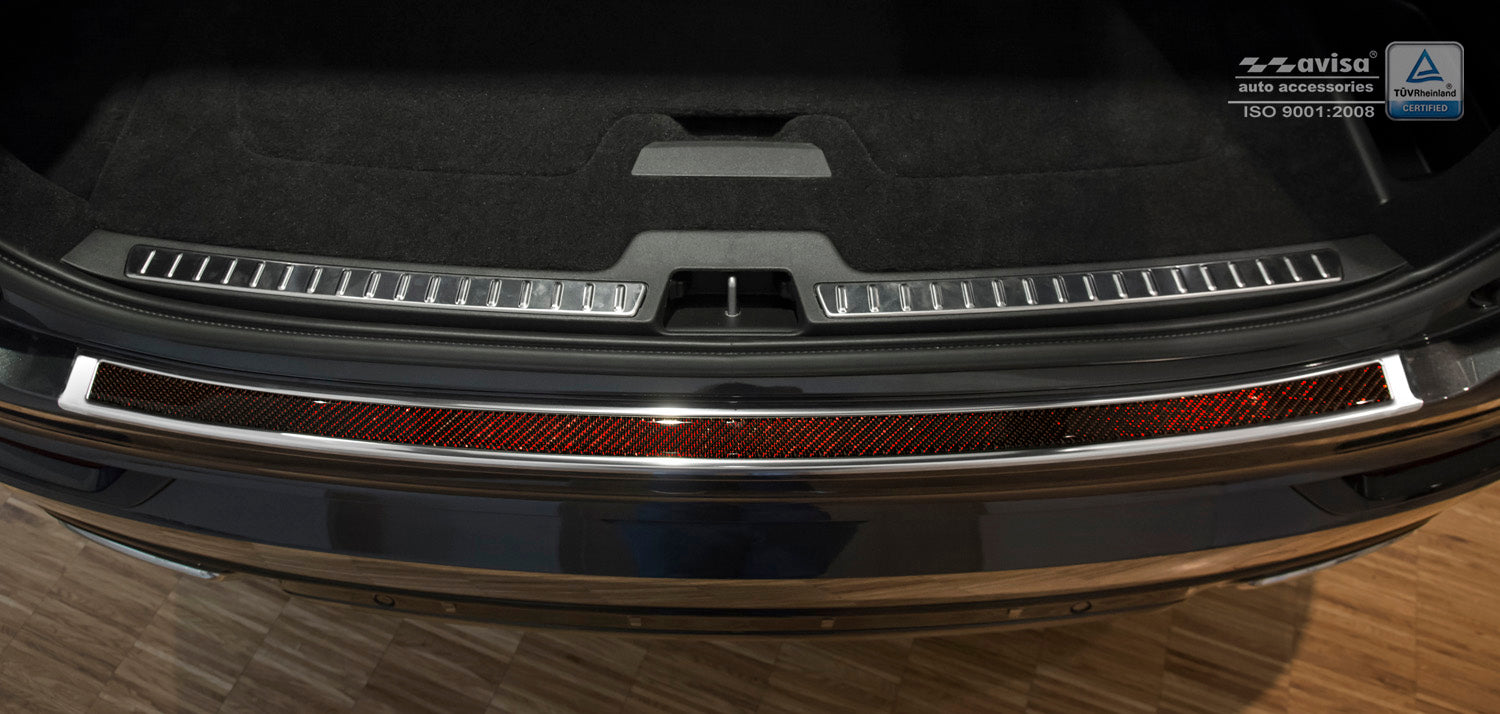 protector de parachoques trasero VOLVO XC90 espejo acero, rojo&negro fibra de carbono