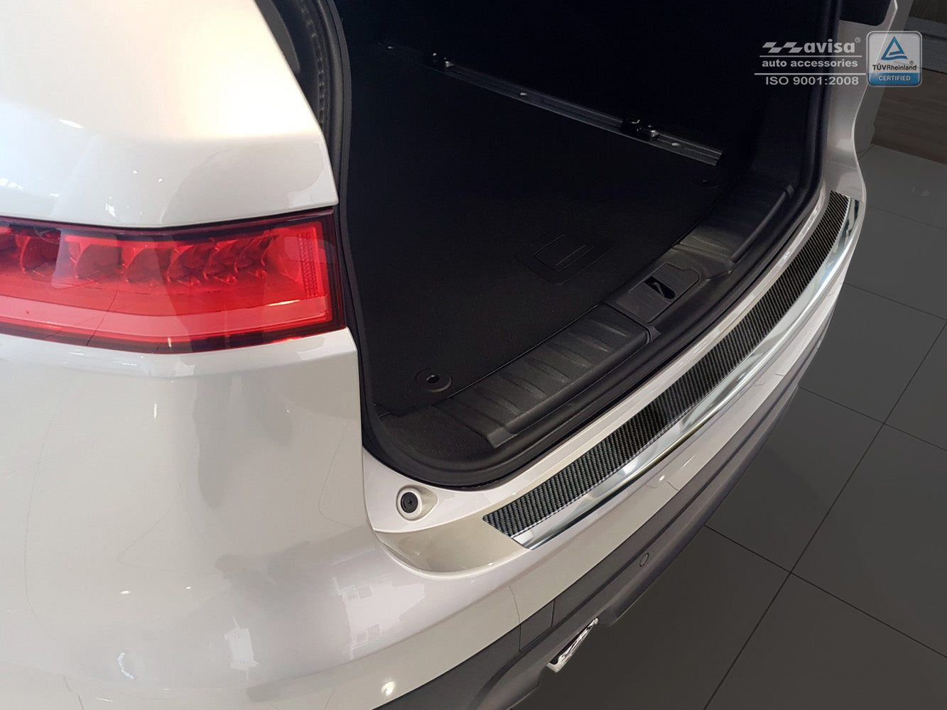 protector de parachoques trasero JAGUAR F-PACE espejo acero,negro fibra de carbono