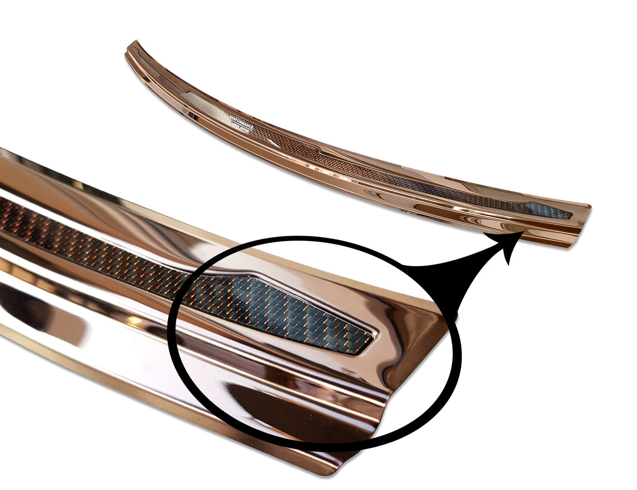 protector de parachoques trasero PORSCHE CAYENNE cobre espejo, cobre fibra de carbono