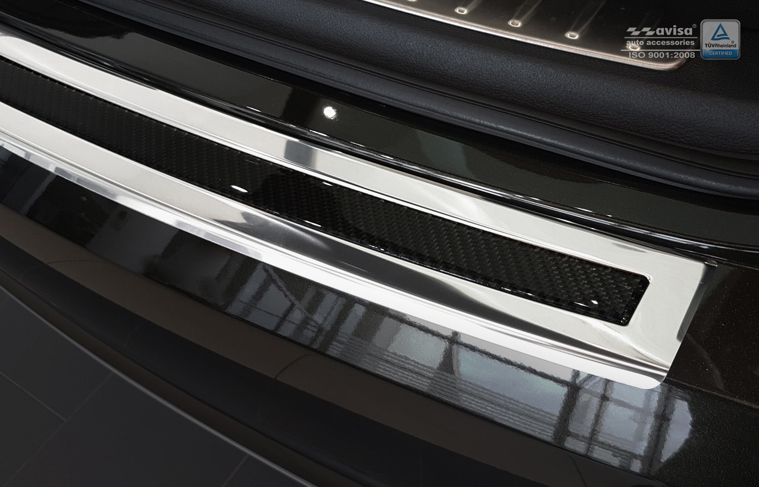 protector de parachoques trasero BMW X6 F16 espejo acero, negro fibra de carbono