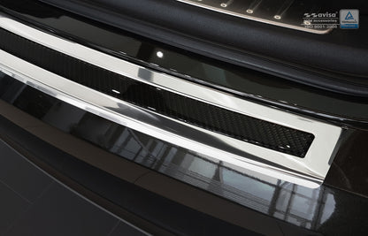 protector de parachoques trasero BMW X6 F16 espejo acero, negro fibra de carbono