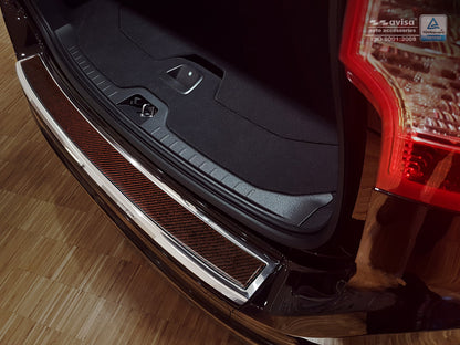 protector de parachoques trasero VOLVO XC60 plata espejo, rojo fibra de carbono